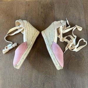 Soludos Tall Wedge Linen Espadrilles in Dusty Rose